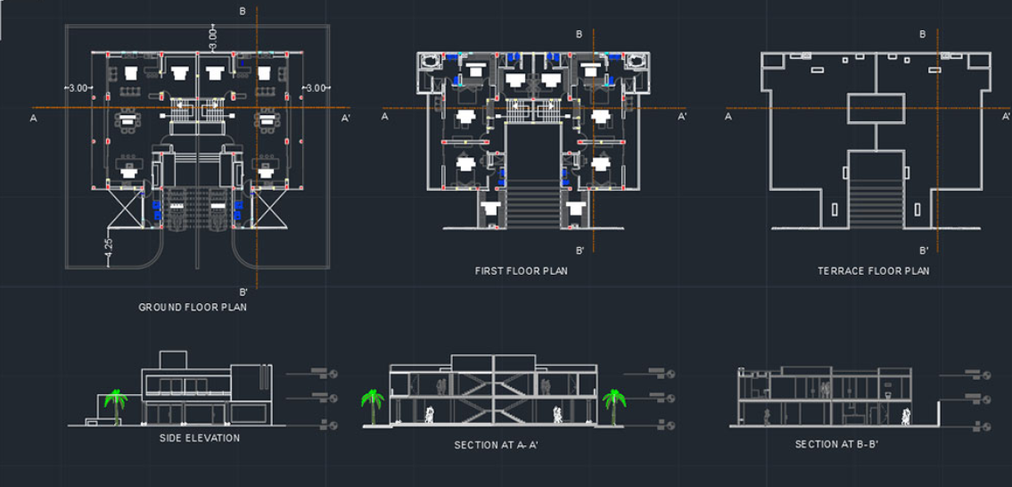 دانلود فایل اتوکد نقشه ویلای بنگالو بمبئی DWG | Mumbai Bungalow Project DWG برای AutoCAD